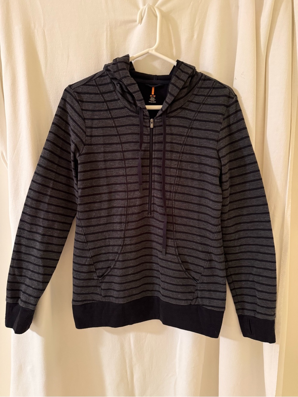 Lucy Dark Gray Striped Half-Zip Hoodie